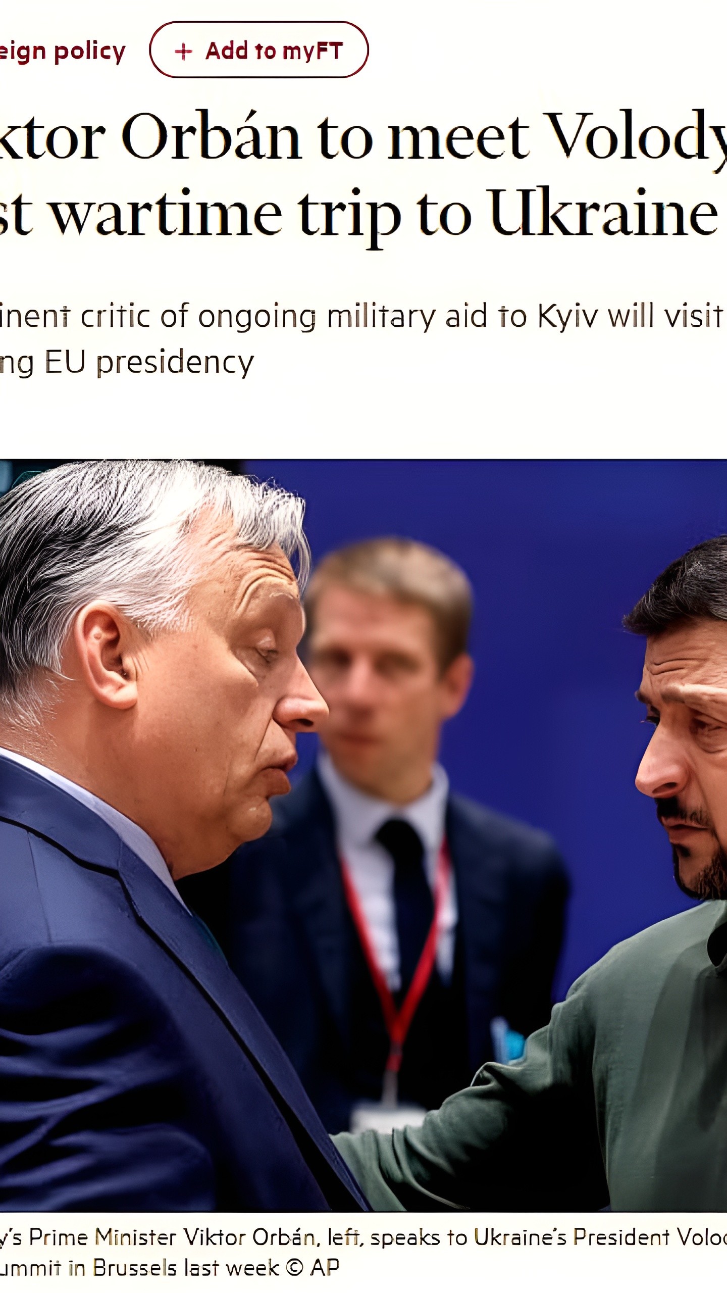 Виктор Орбан встретится с Владимиром Зеленским в Киеве