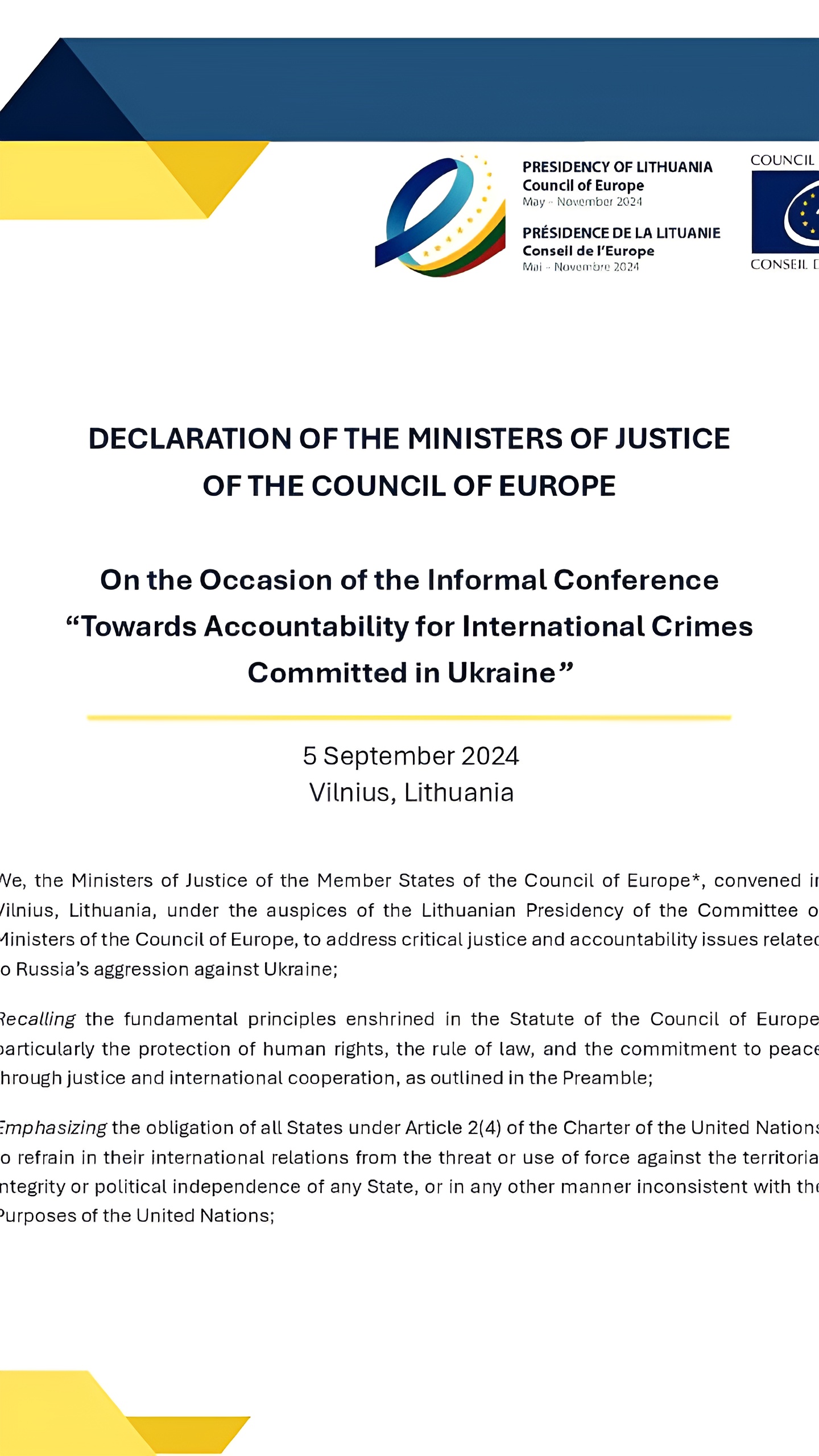 В Ереване подписана декларация о создании трибунала по Украине и аресту российских должностных лиц