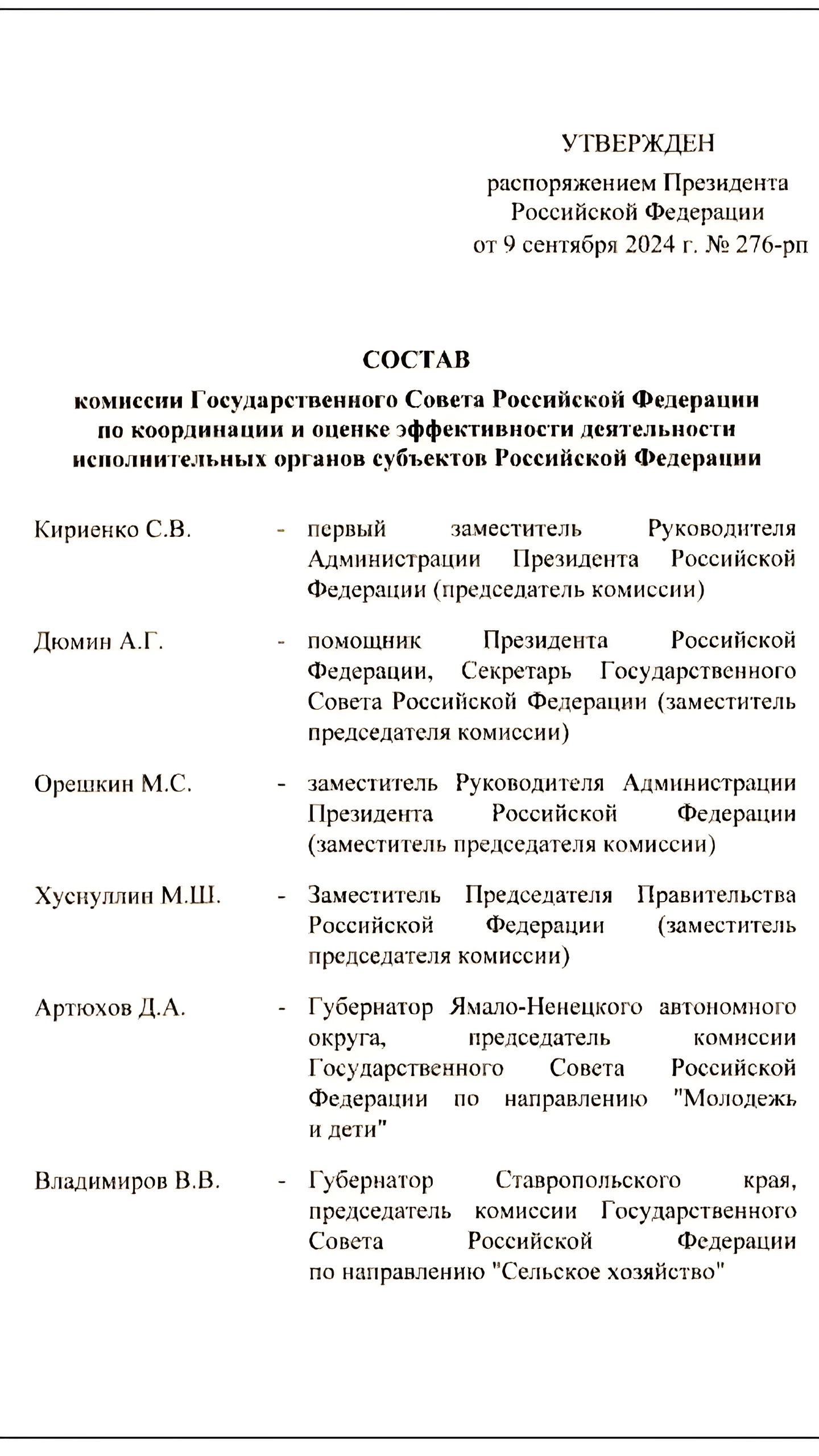 Путин утвердил состав комиссии Госсовета и назначил новых руководителей