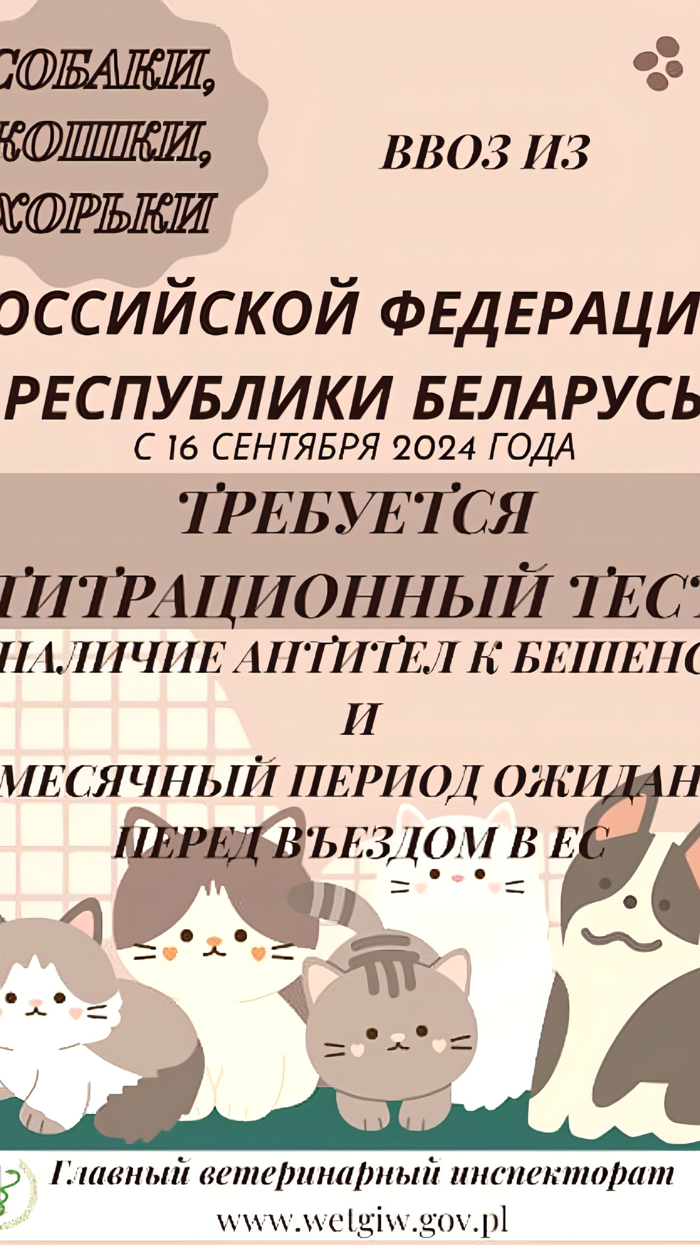 С 16 сентября вступают в силу новые правила ввоза животных в ЕС из России и Белоруссии