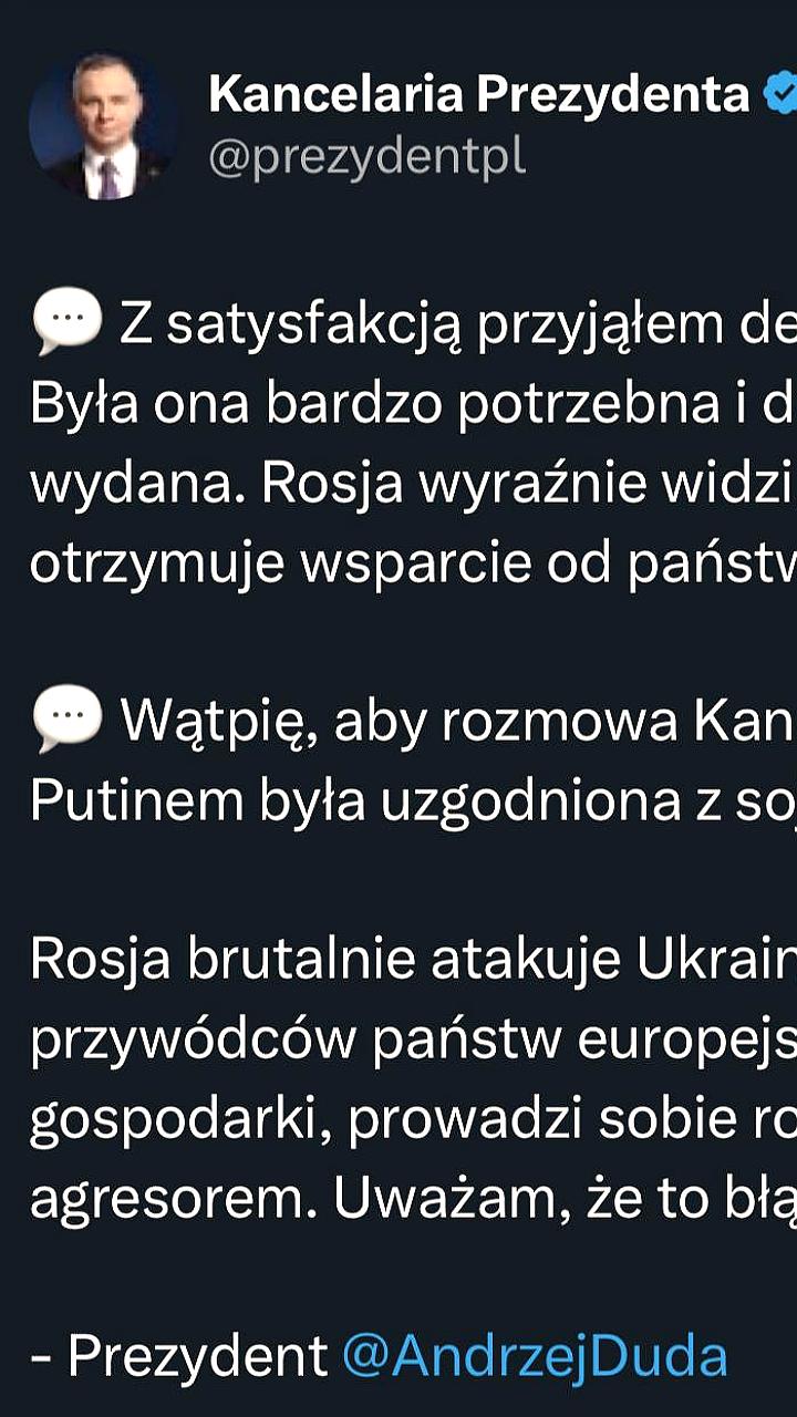 Польский президент Дуда критикует Шольца за разговор с Путиным на фоне конфликта в Украине