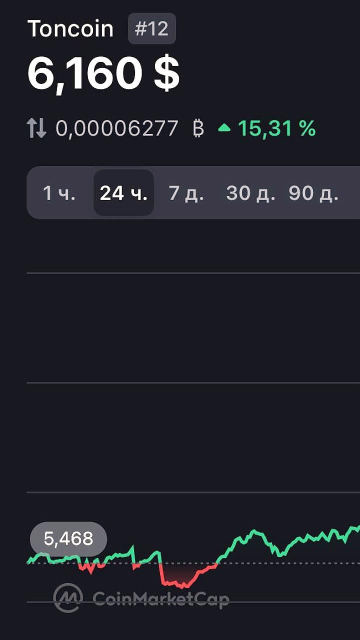 Курс криптовалюты TON продолжает расти, достигнув $6.2
