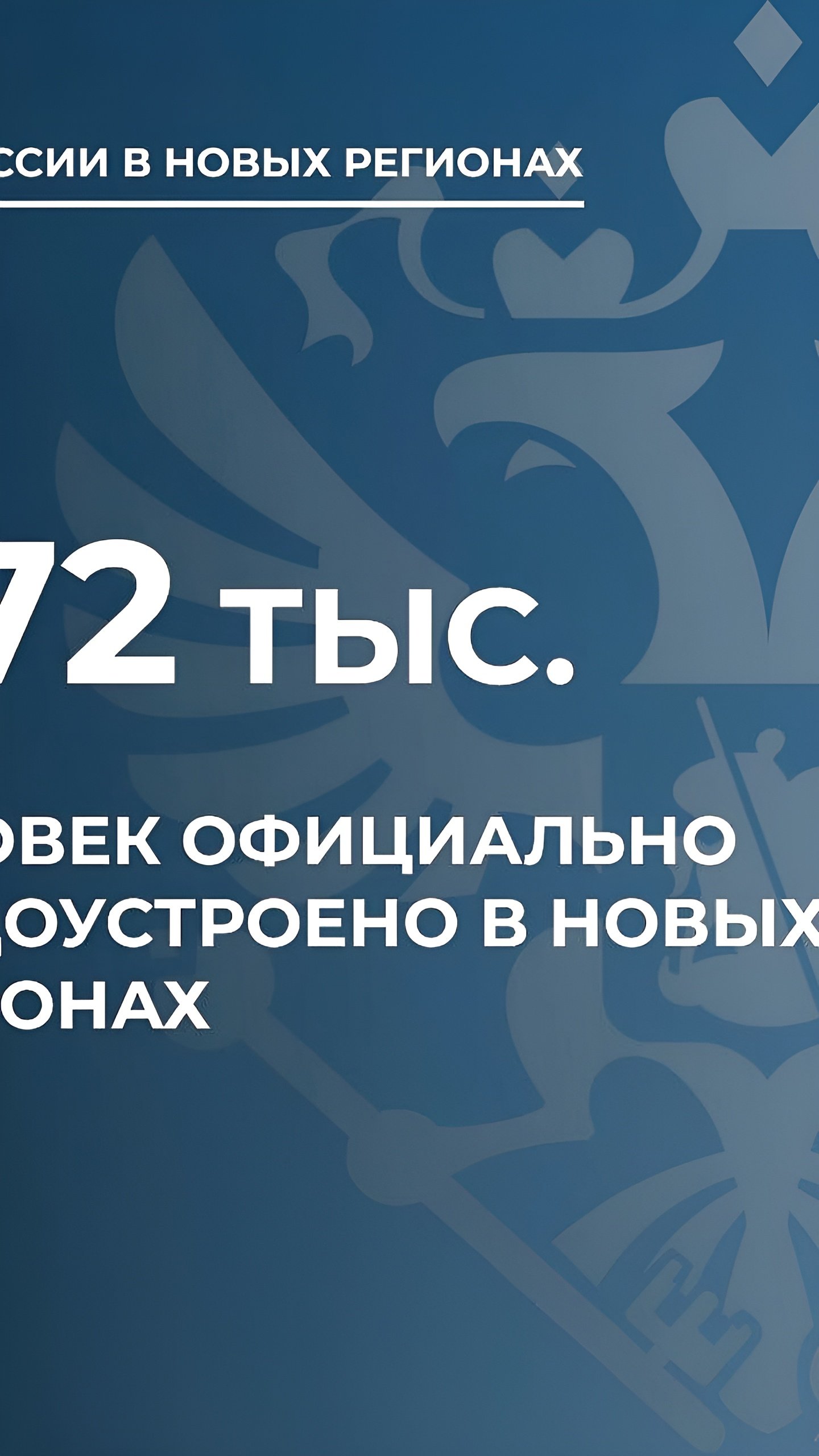 Число трудоустроенных в новых регионах увеличилось на 73 тыс. человек