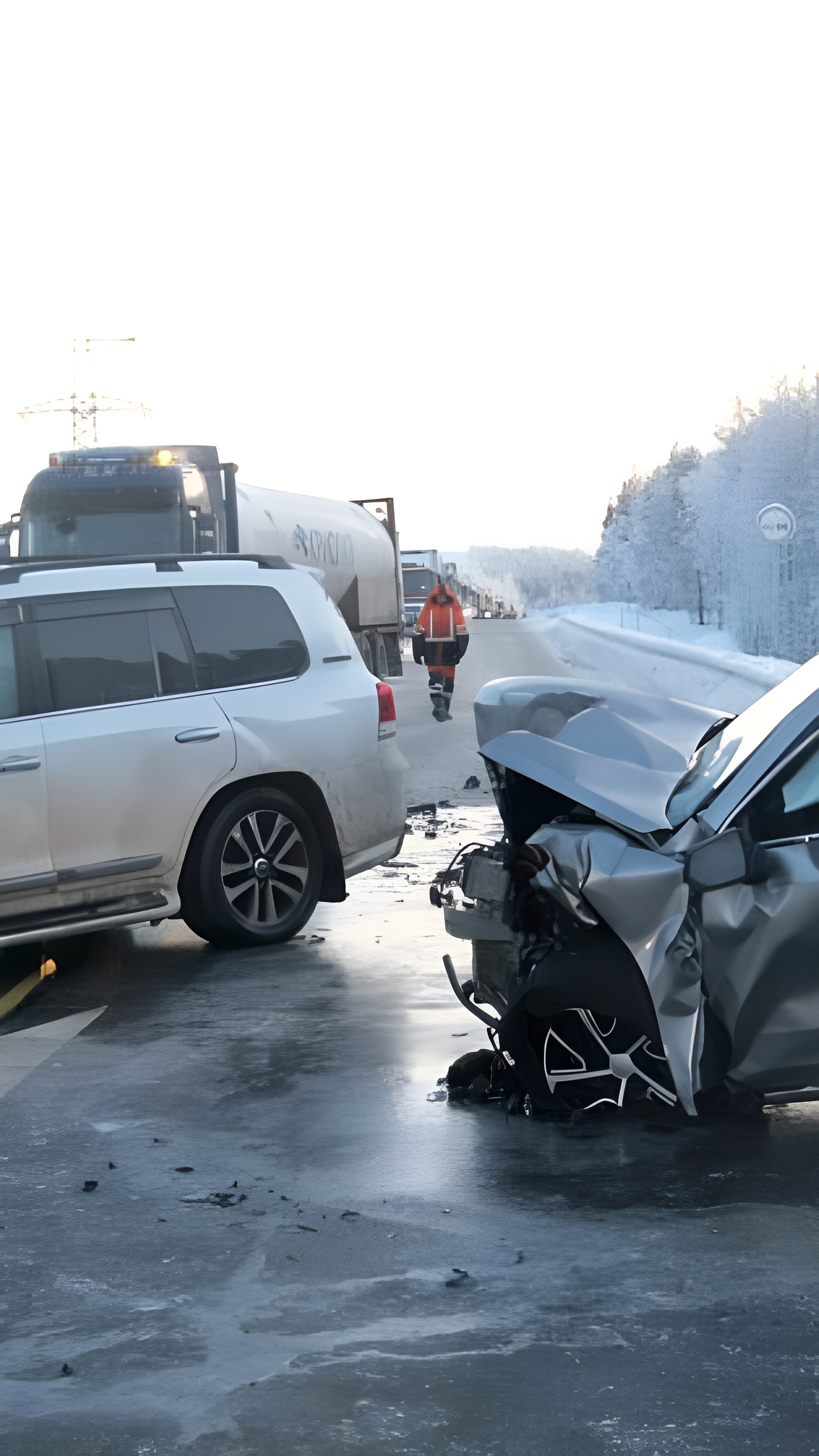 Столкновение шести автомобилей на Намском тракте в Якутске