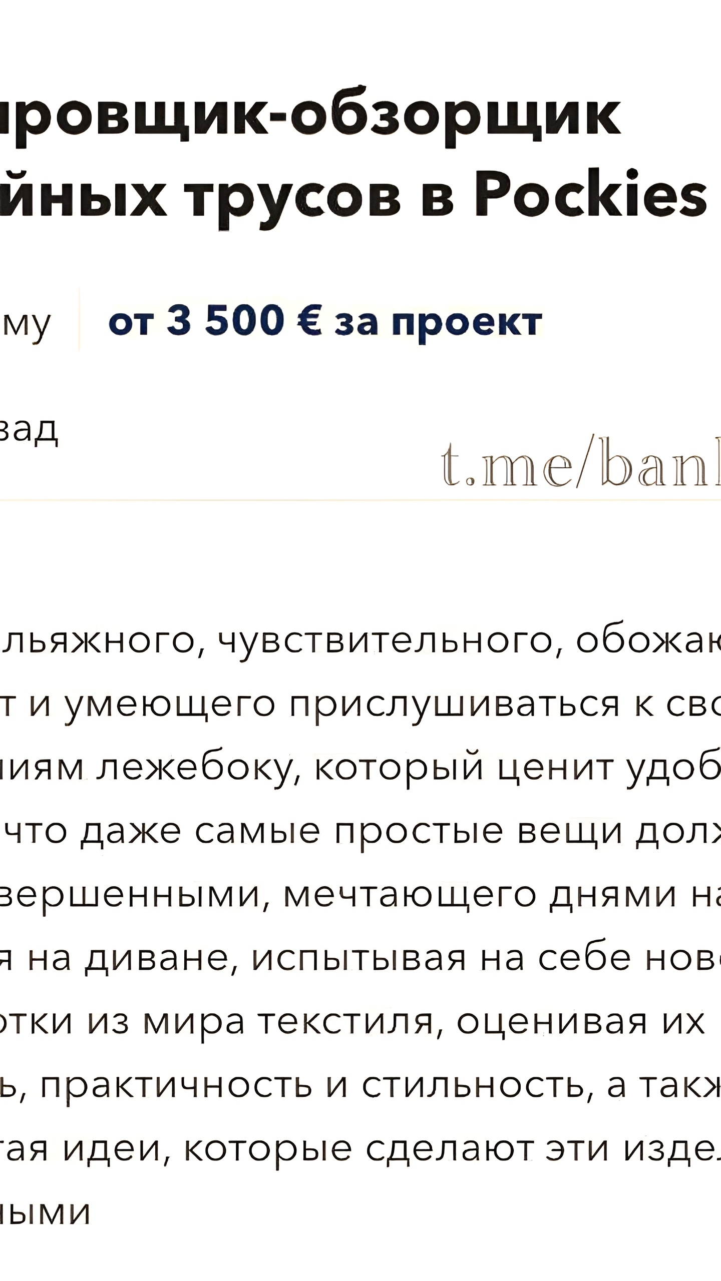 В Нидерландах открыта вакансия тестировщика семейных трусов с зарплатой до 360 тысяч рублей