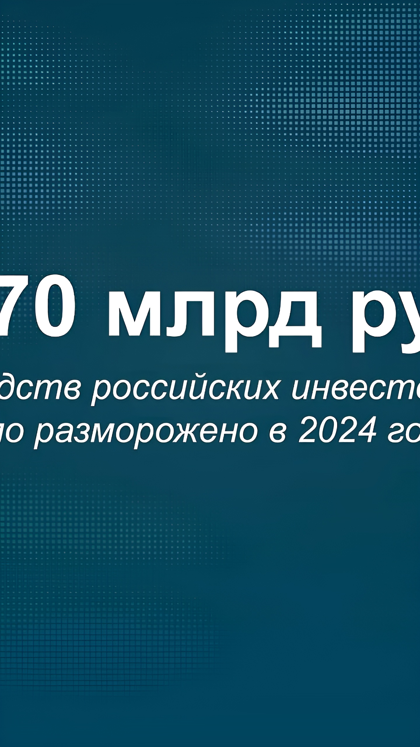 ЦБ и правительство России разморозили 570 млрд рублей инвестиций в 2024 году