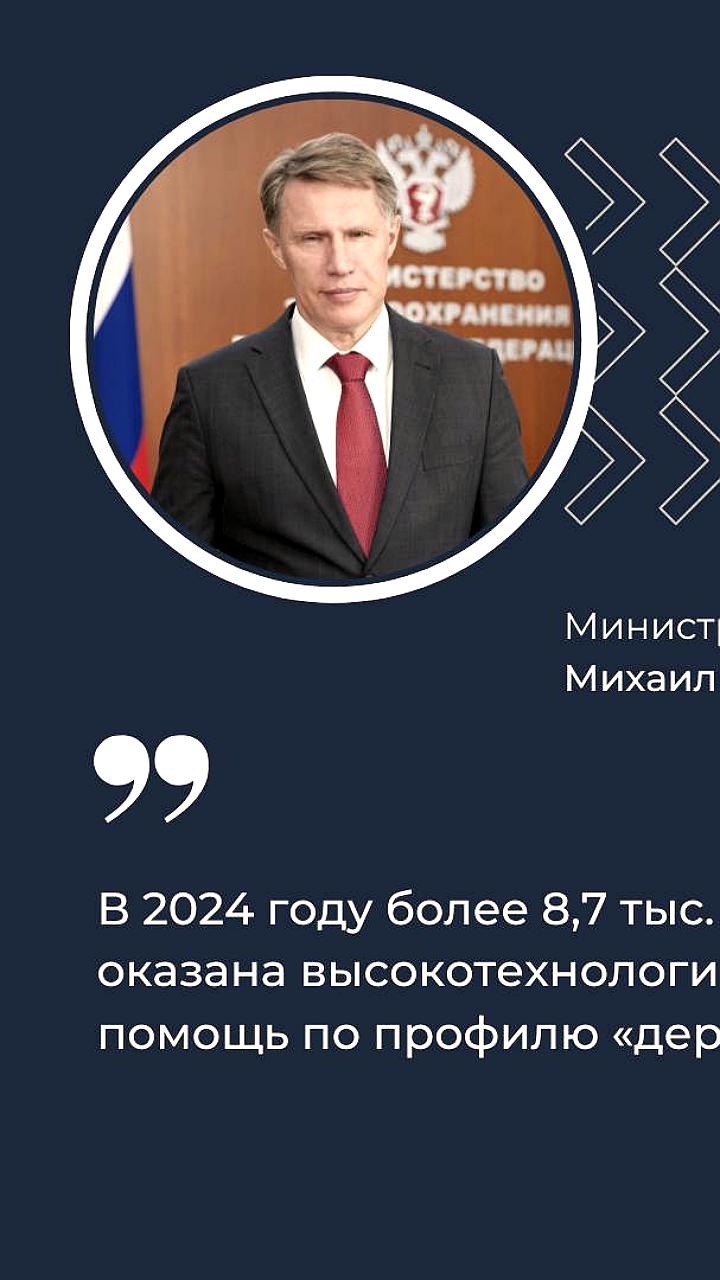 Михаил Мурашко сообщил о высокотехнологичной помощи в дерматовенерологии для более 8,7 тыс. пациентов