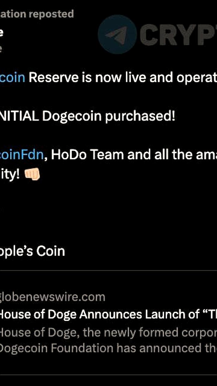 Dogecoin Foundation и House of Doge запускают резервный фонд с покупкой 10 миллионов DOGE
