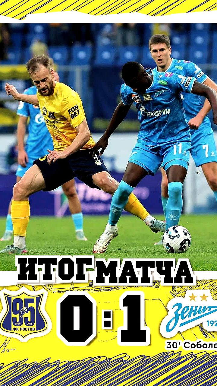 ФК «Ростов» проиграл «Зениту» в напряженном матче со счётом 0:1
