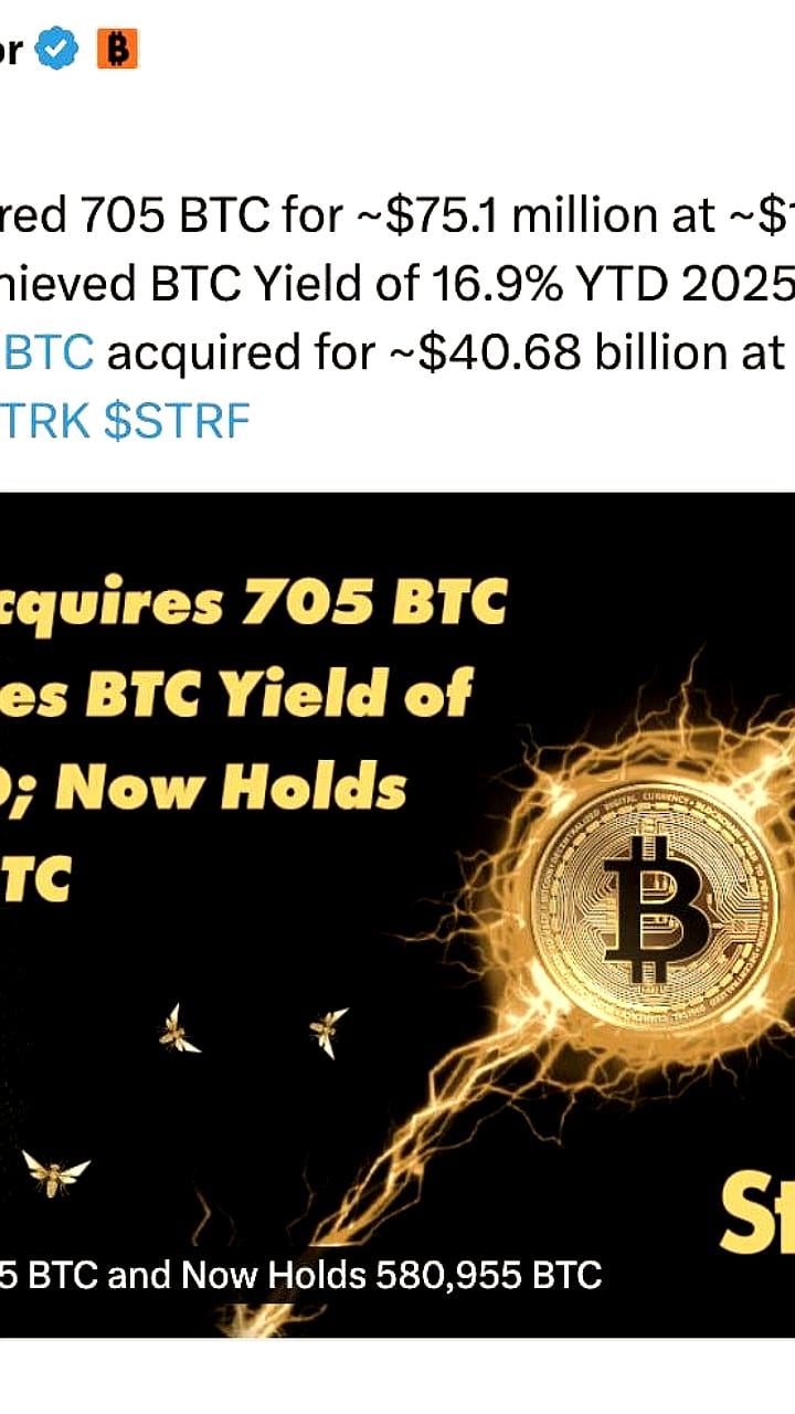 Strategy увеличила свои активы на 705 BTC, достигнув 580 955 BTC