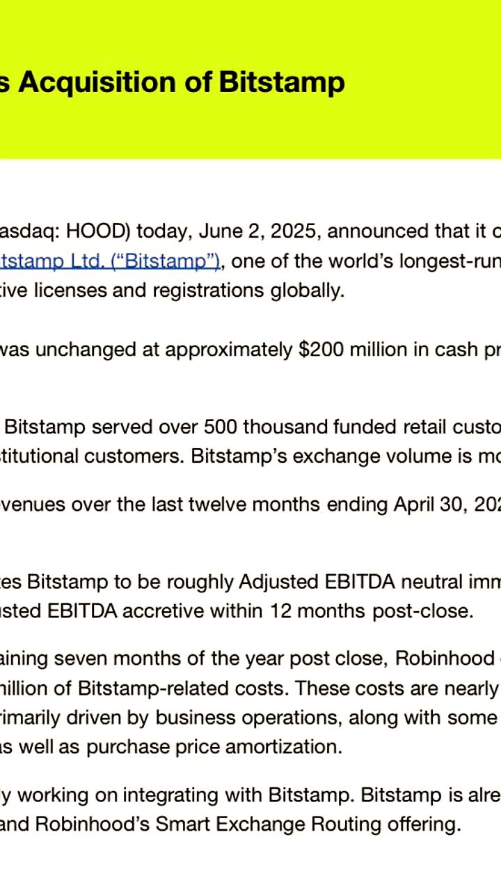 Robinhood завершает покупку криптобиржи Bitstamp за $200 млн