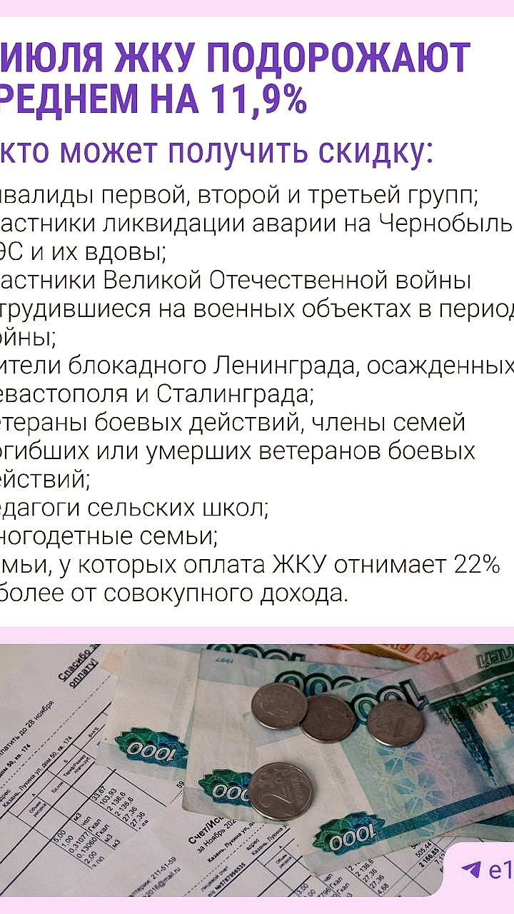 С 1 июля тарифы ЖКХ вырастут на 11,9%, россияне смогут получить скидки до 50%