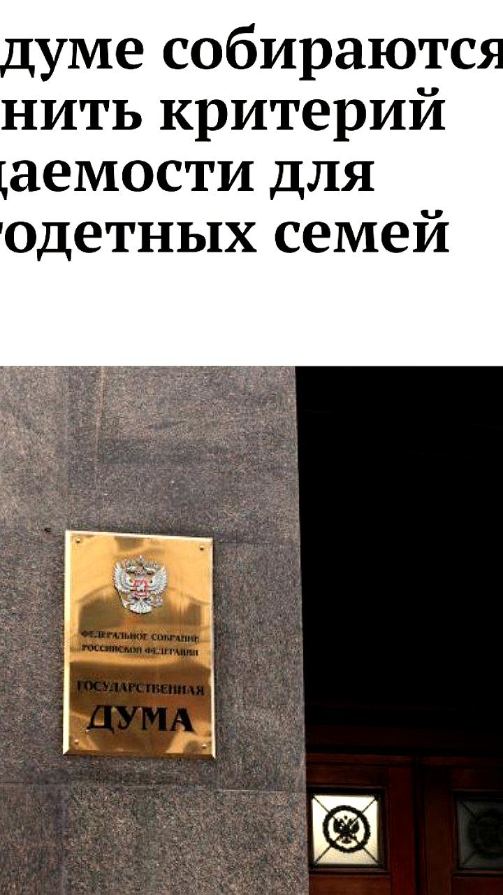 Госдума рассматривает отмену критериев нуждаемости для многодетных семей