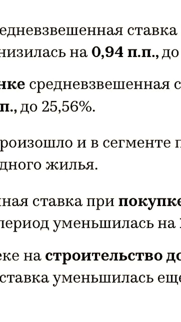 Снижение ставок по ипотеке в России: первичный рынок - 25,6%, вторичный - 25,56%