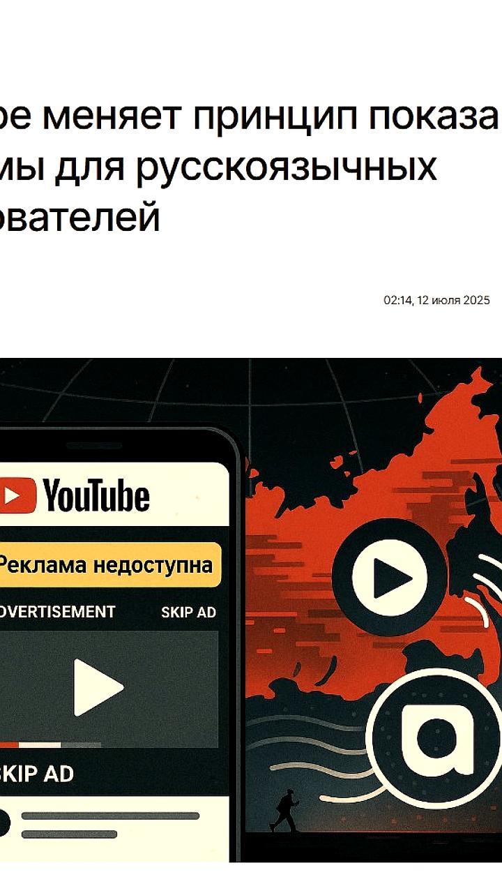 YouTube изменяет рекламу для русскоязычных пользователей