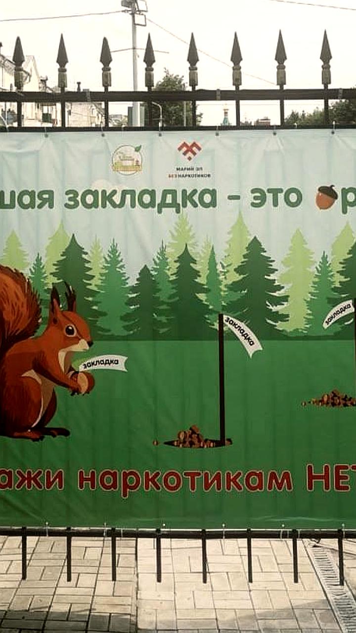 В Марий Эл белочка на баннере призывает к жизни без наркотиков