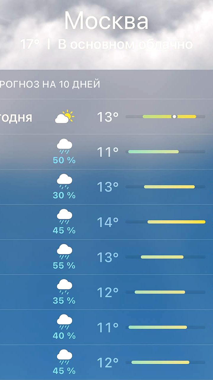 Москва ожидает почти месячную норму осадков на следующей неделе