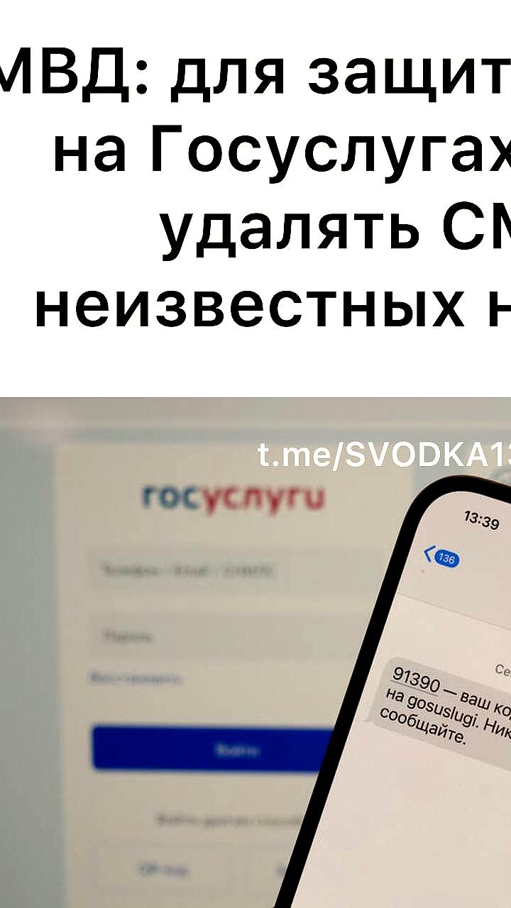 МВД России рекомендует удалять СМС от неизвестных для защиты данных на «Госуслугах»