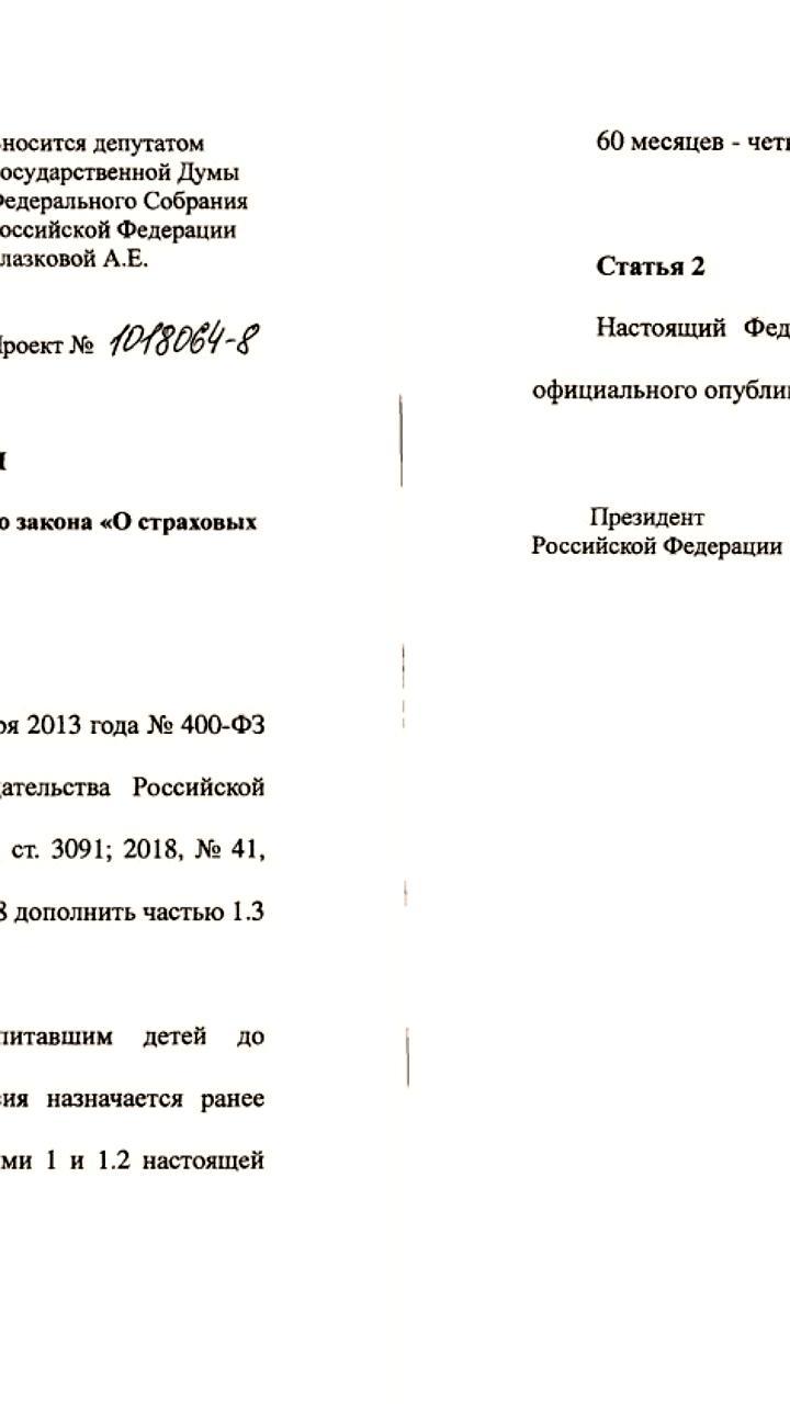 Госдума рассматривает законопроект о досрочной пенсии для матерей с двумя и более детьми