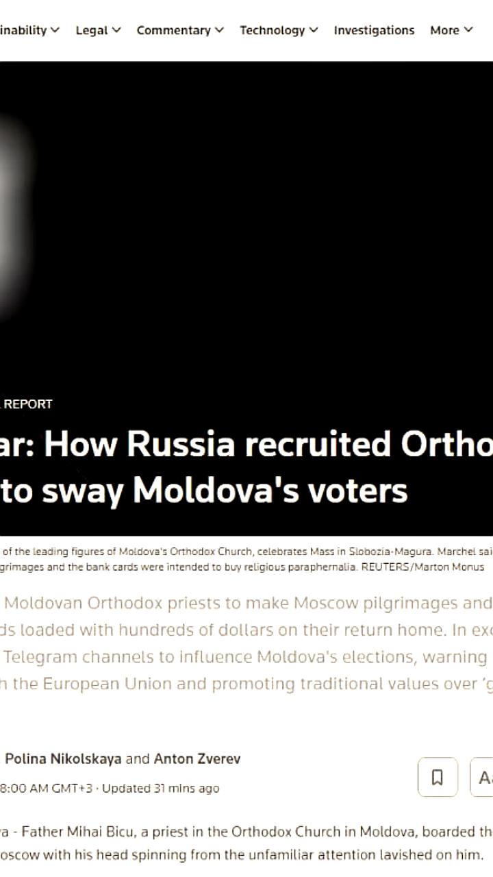 Расследование Reuters: Молдавские священники получают финансирование от России для анти-ЕС агитации