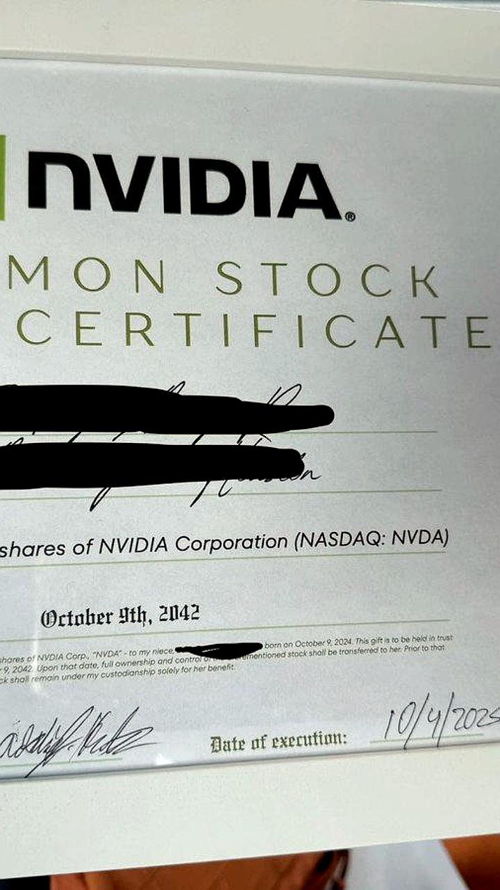 Кевин Сюй дарит племяннице 5 акций Nvidia на первый день рождения