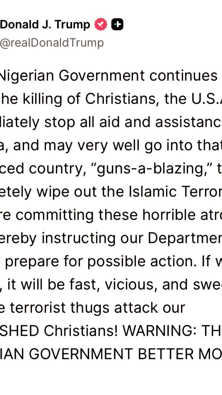 Трамп призывает к действиям против насилия над христианами в Нигерии