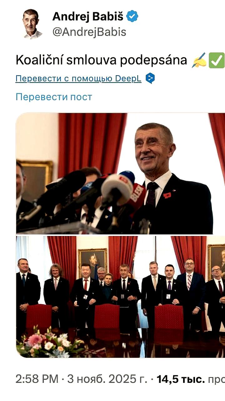 Андрей Бабиш возглавил новое правительство Чехии с коалицией против поддержки Украины