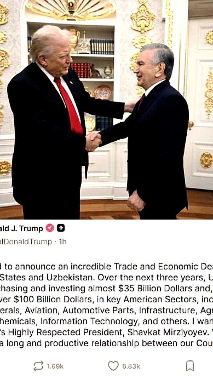 США и Узбекистан подписали торговое соглашение на 100 миллиардов долларов