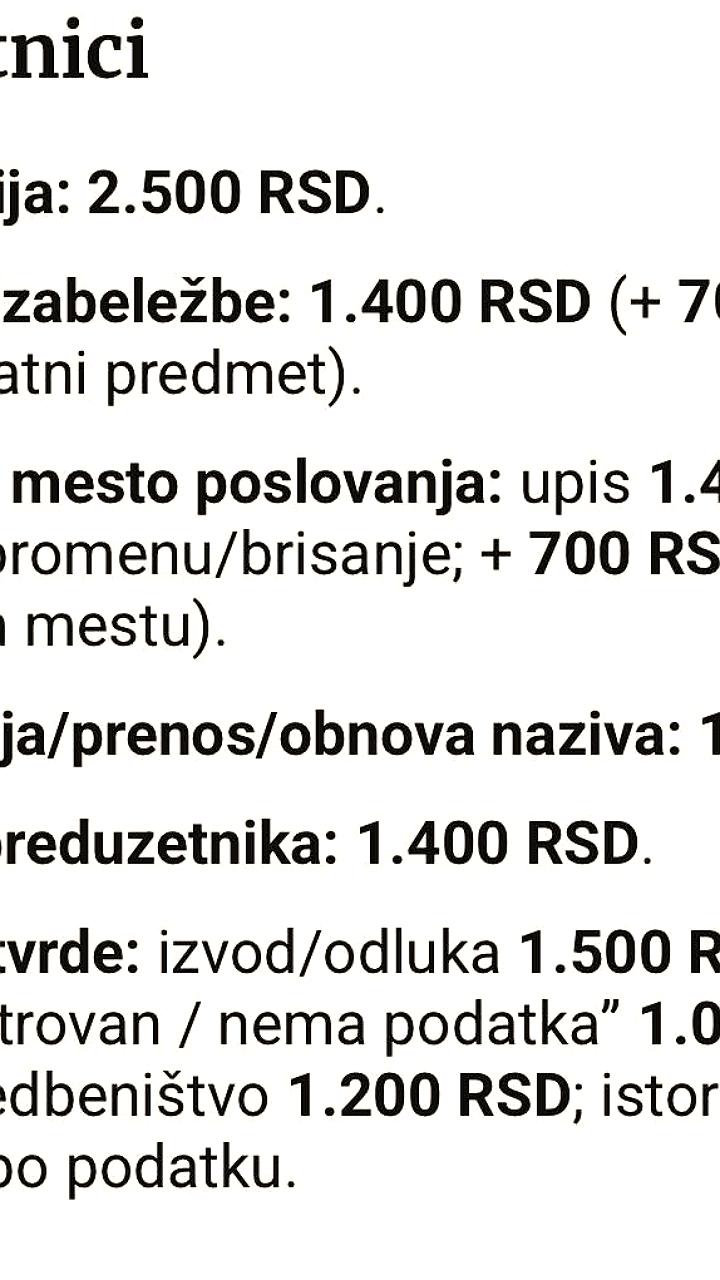 Agencija za Privredne Registre обновляет сборы за регистрацию компаний с 1 декабря