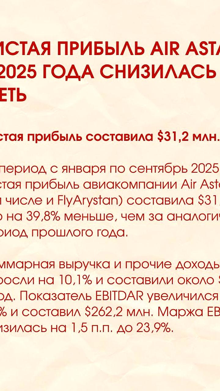 Air Astana увеличила выручку на 10% в 2025 году, несмотря на проблемы с двигателями