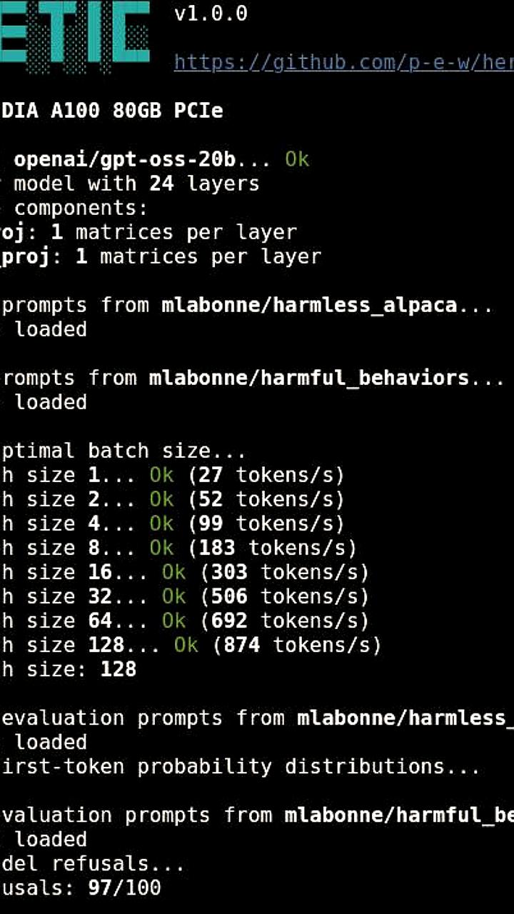 Heretic запускает программу для снятия цензуры с локальных нейросетей