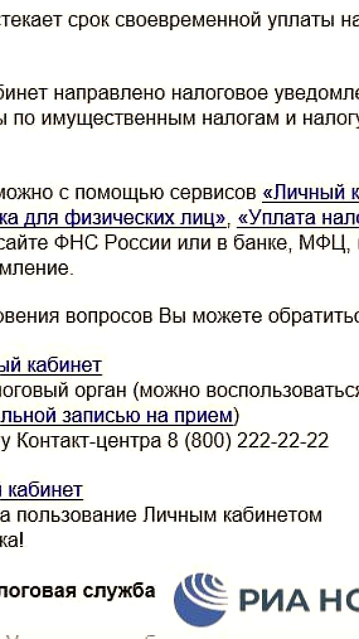 ФНС России напоминает о сроках уплаты имущественных налогов за 2024 год