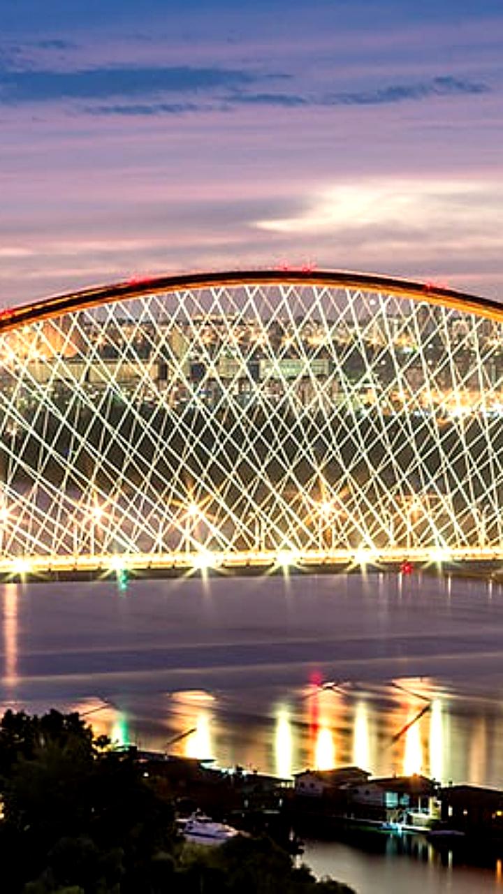 Восстановление подсветки Бугринского моста в Новосибирске