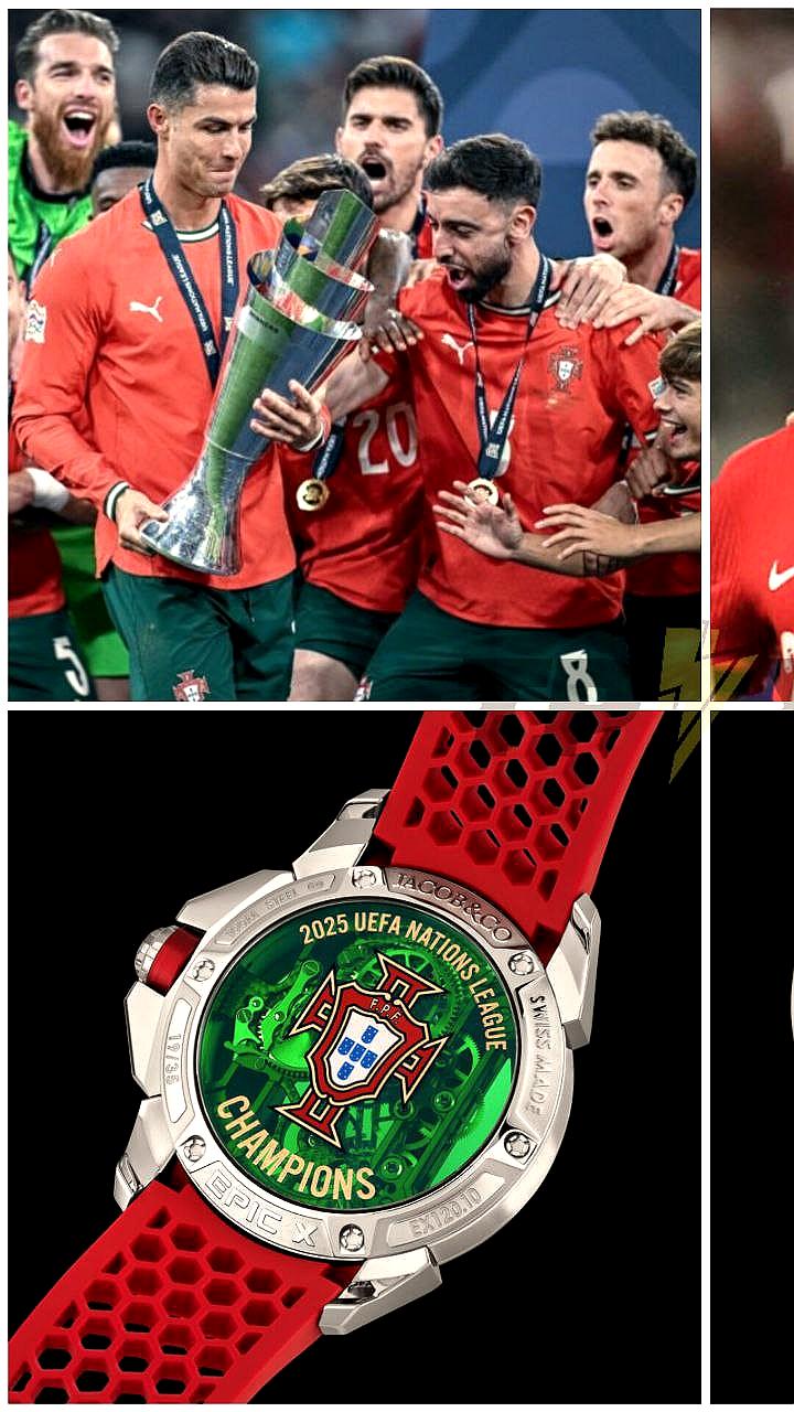 Роналду вручает лимитированные часы партнерам по сборной в честь победы в Лиге наций