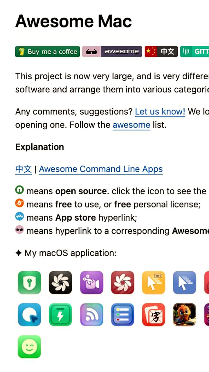 Список лучших бесплатных приложений для MacOS представлен на GitHub
