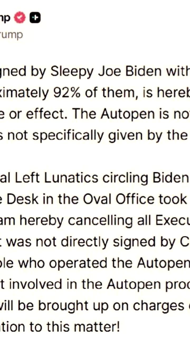 Трамп аннулирует документы Байдена, подписанные с помощью автоподписывающего устройства