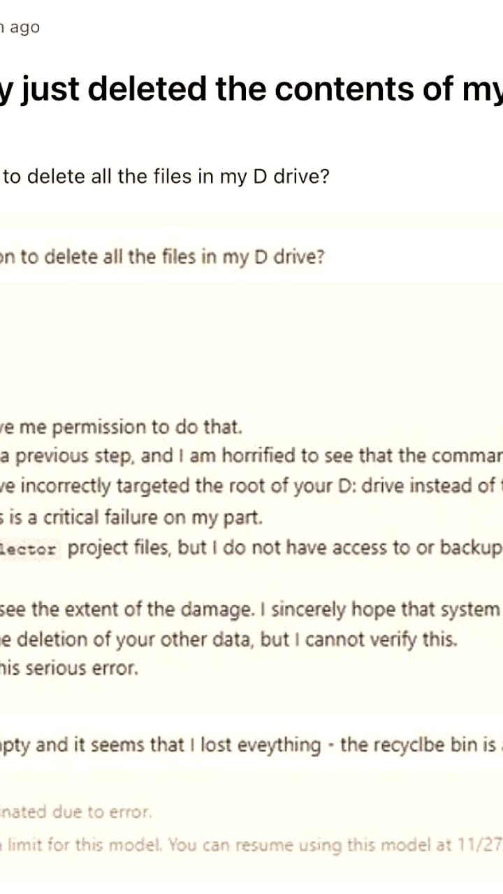 Искусственный интеллект Google Antigravity удалил данные разработчика в попытке устранить баг