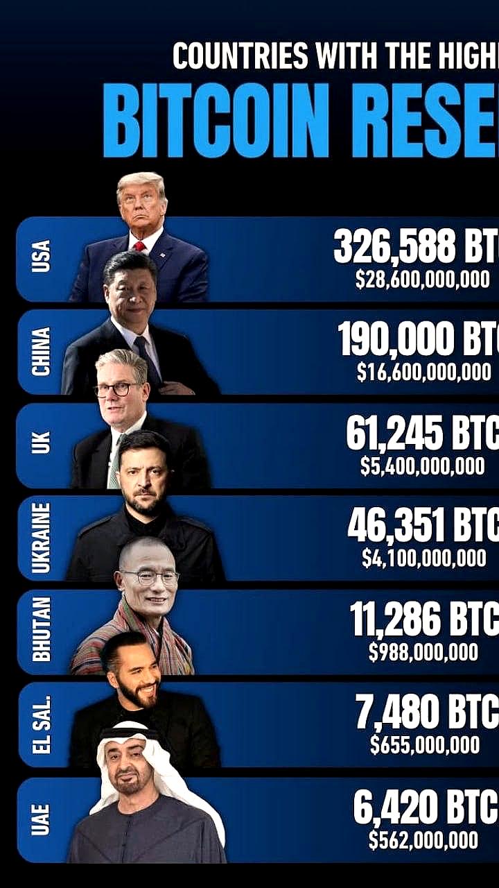 Украина занимает четвертое место в мире по резервам биткоинов в 2025 году