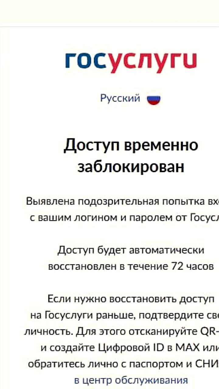 Госуслуги временно блокируют доступ при подозрительной активности