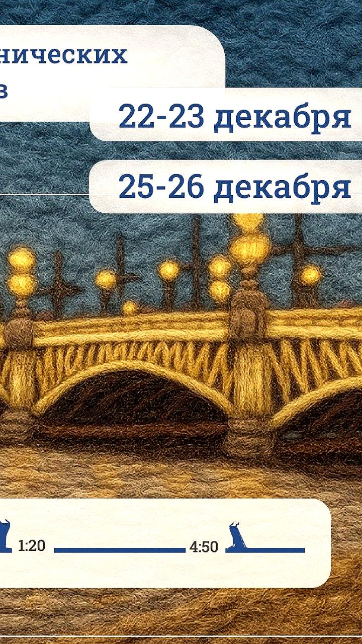 Завершение зимнего сезона разводки мостов в Петербурге 26 декабря