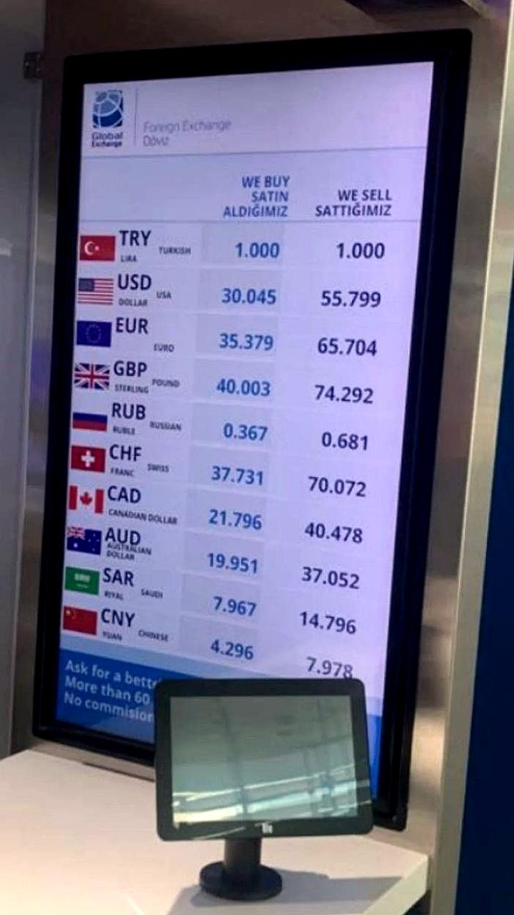 Курсы доллара в аэропорту Стамбула: покупка 30 лир, продажа 55 лир