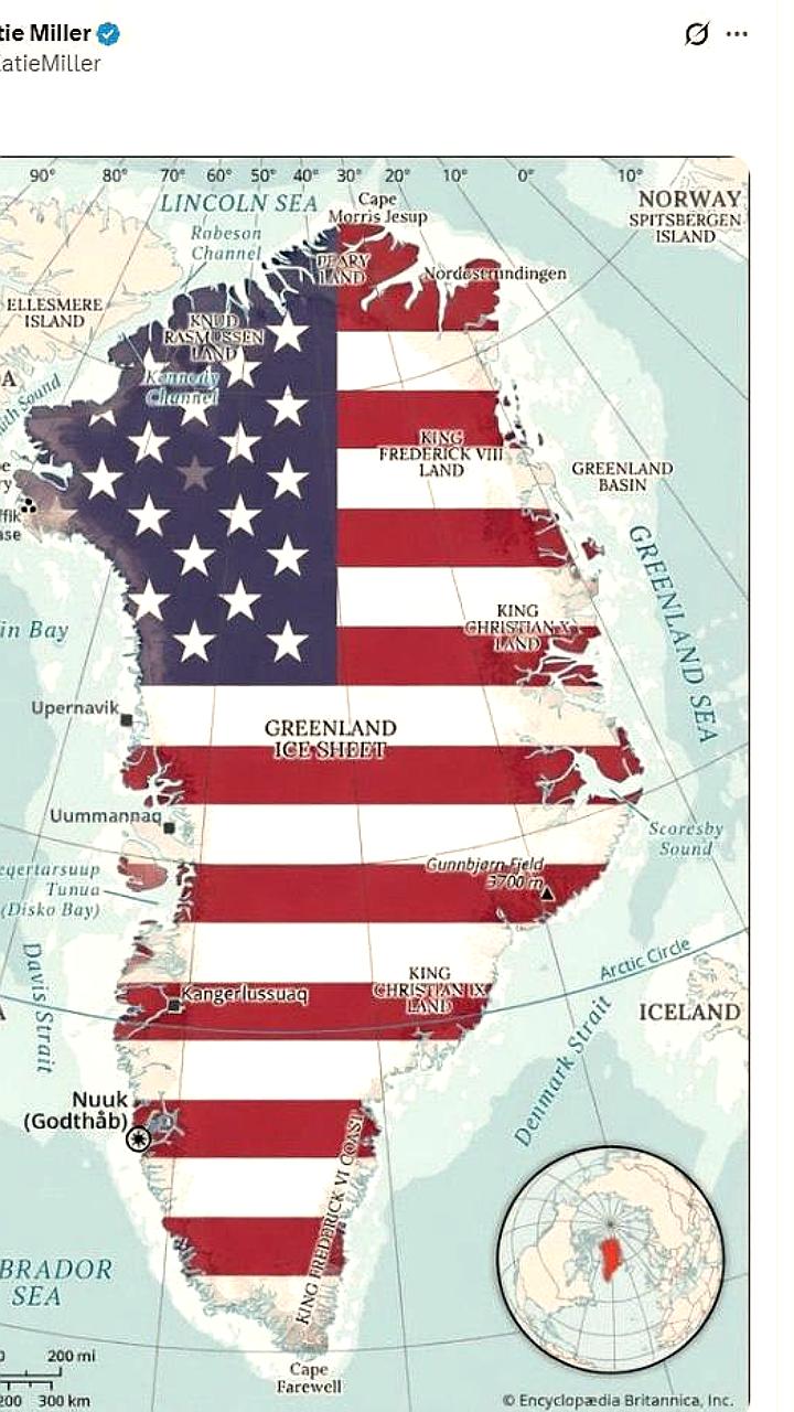 Кэти Миллер намекает на Гренландию в твите, вызывая реакцию посла Дании