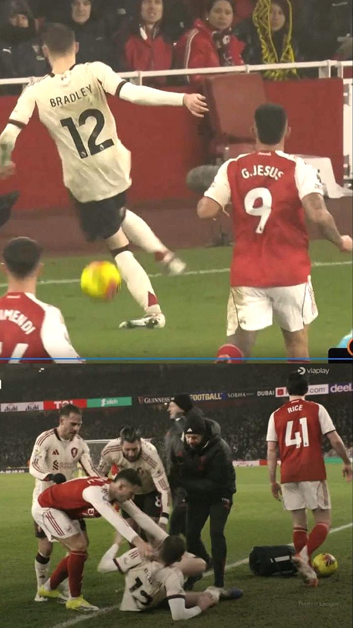 Инцидент на матче: Мартинелли столкнулся с Брэдли, игрока унесли на носилках