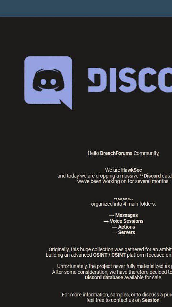 Утечка данных Discord: в даркнете продается архив из 78 миллионов файлов