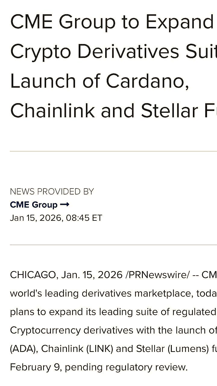 CME Group запускает фьючерсы на криптовалюты ADA, LINK и XLM 9 февраля