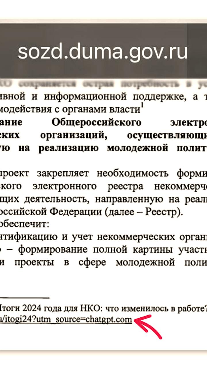 В законопроекте о реестре молодежных организаций обнаружены следы ChatGPT