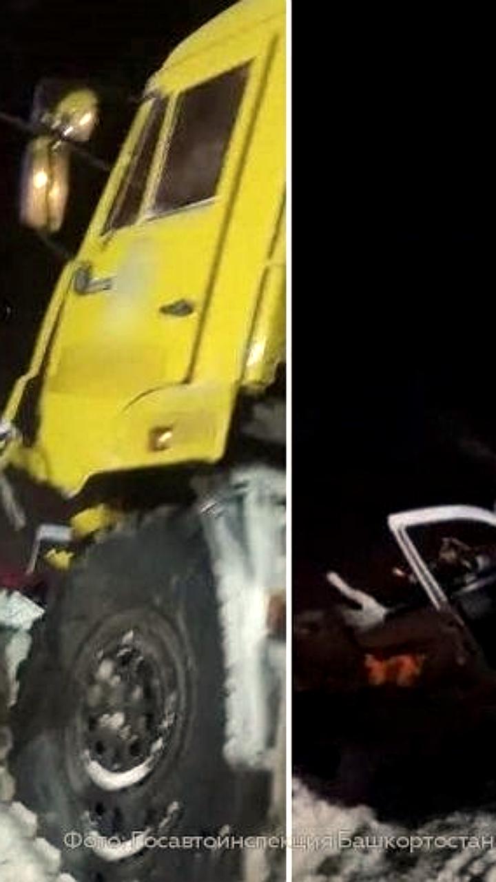 Авария в Башкирии: столкновение КамАЗа и Lada Granta унесло жизни четырех человек