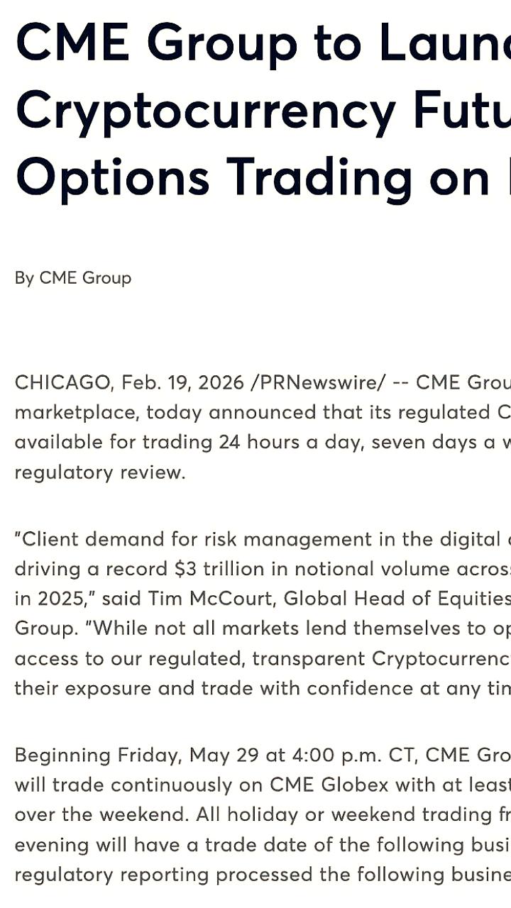 CME запускает круглосуточную торговлю криптовалютными фьючерсами с 29 мая