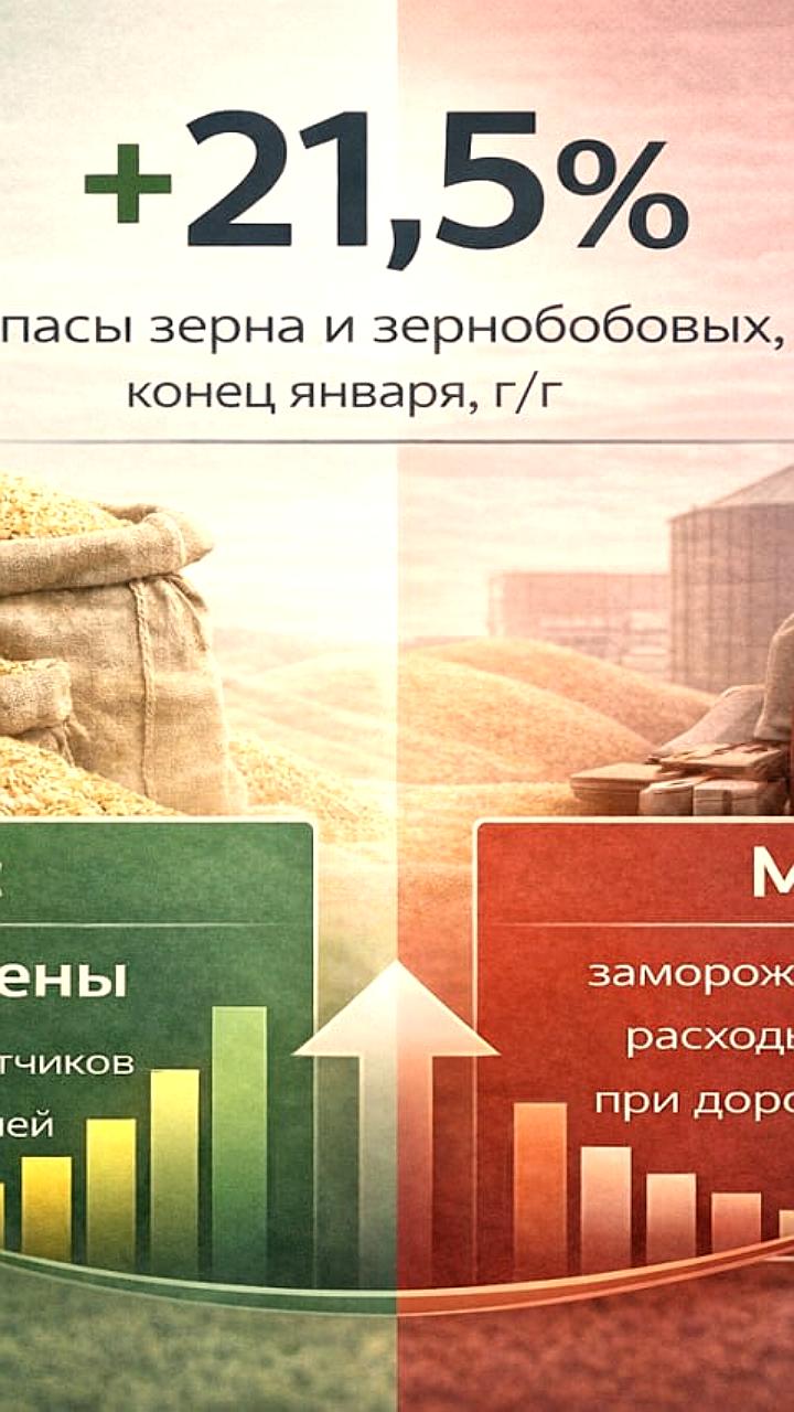Запасы зерновых в России увеличились на 21,5% в январе 2026 года