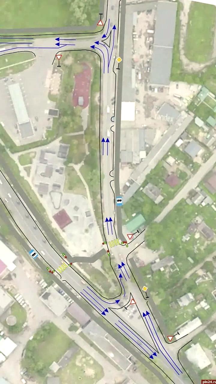 В Пскове планируют реконструкцию перекрёстка для повышения безопасности дорожного движения